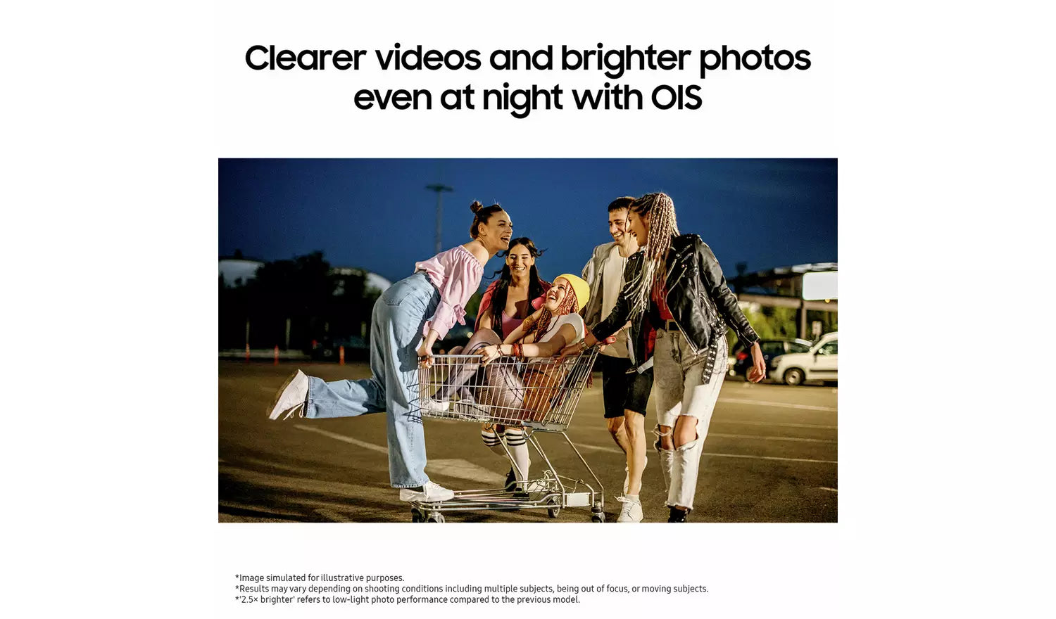 Galaxy A17 5G phone screen displaying people with shopping cart