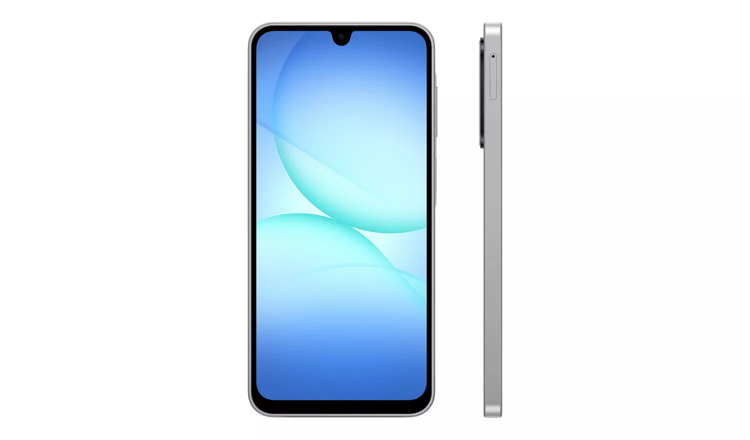 Galaxy A17 5G Vorderseite mit Display und schmale Seitenansicht