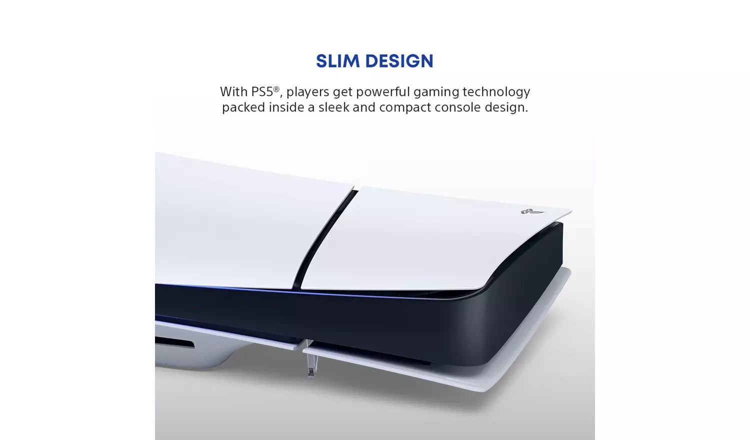 PS5 Slim Disc Console 1TB with matte white body and black top edge