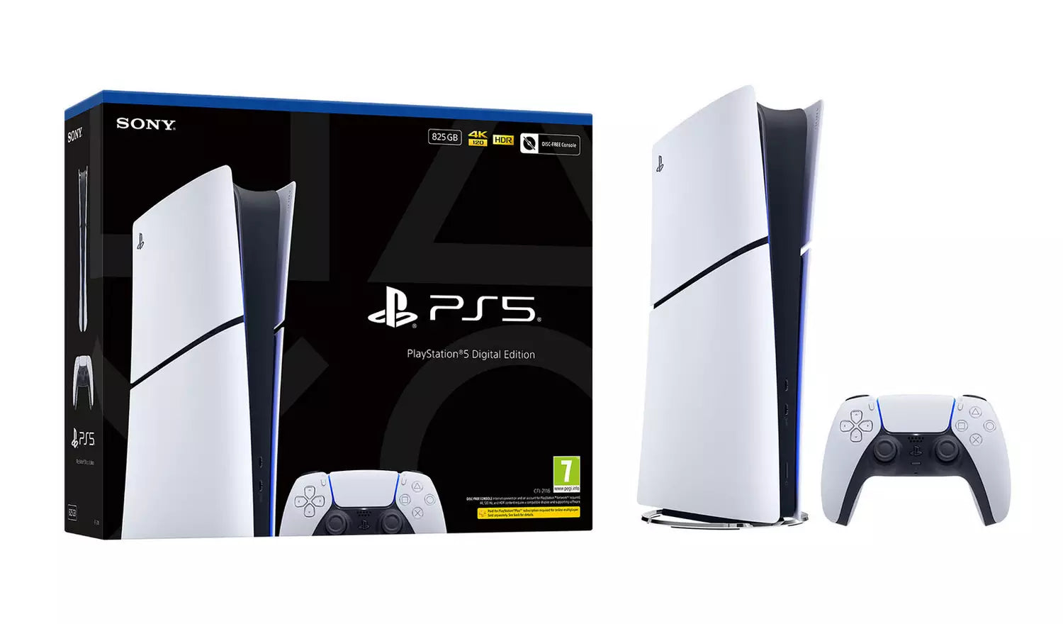 PlayStation 5 Digital Edition Slim 825GB console and DualSense wireless controller