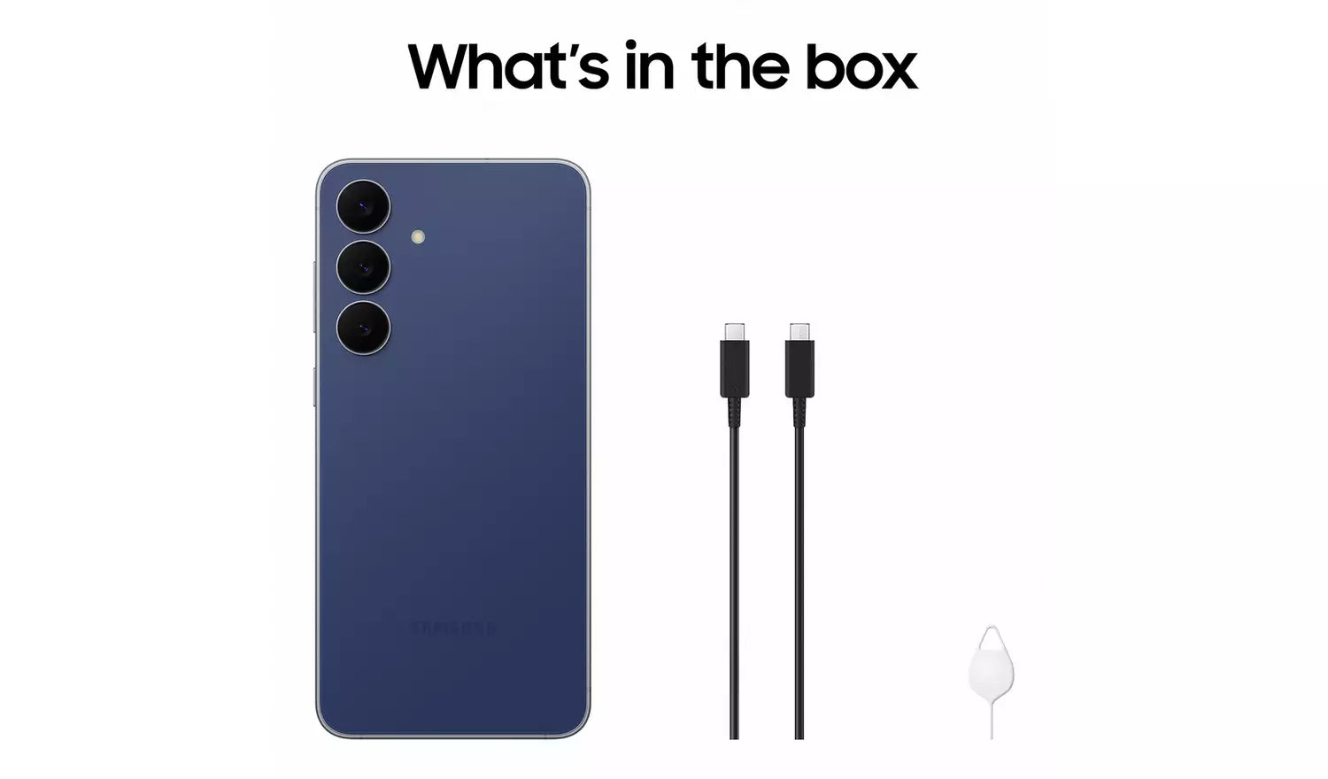 Galaxy S25 FE 5G icyblue phone back with USB cable leads shown