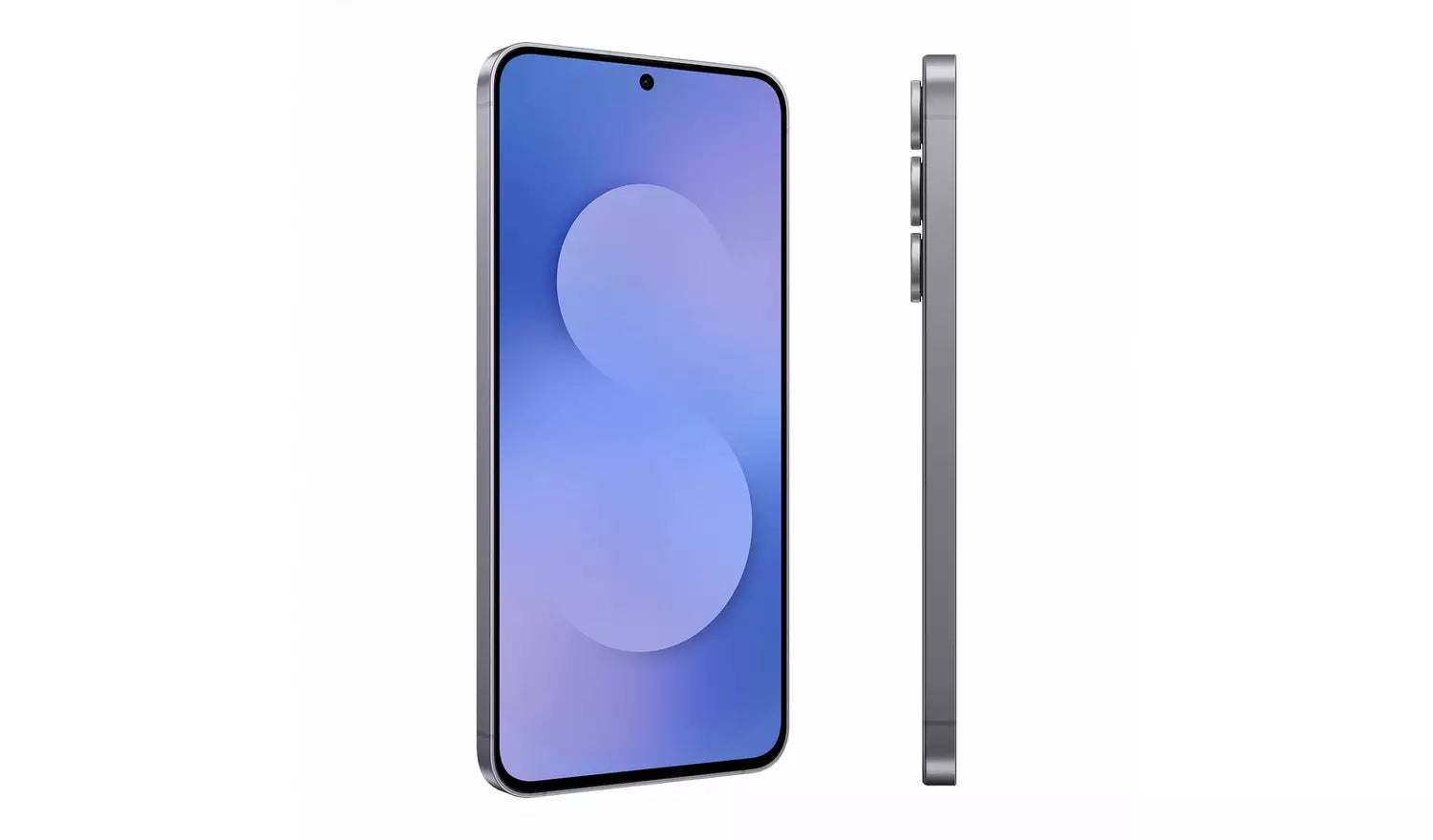Galaxy S25 FE 5G icyblue front display and thin side view, edge buttons visible