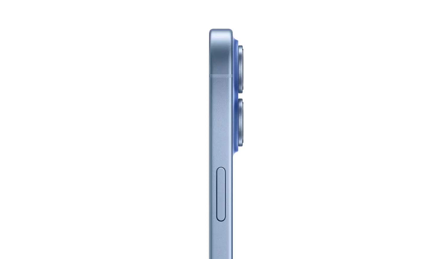 iPhone 17 5G Mist Blue side view, buttons and slim profile