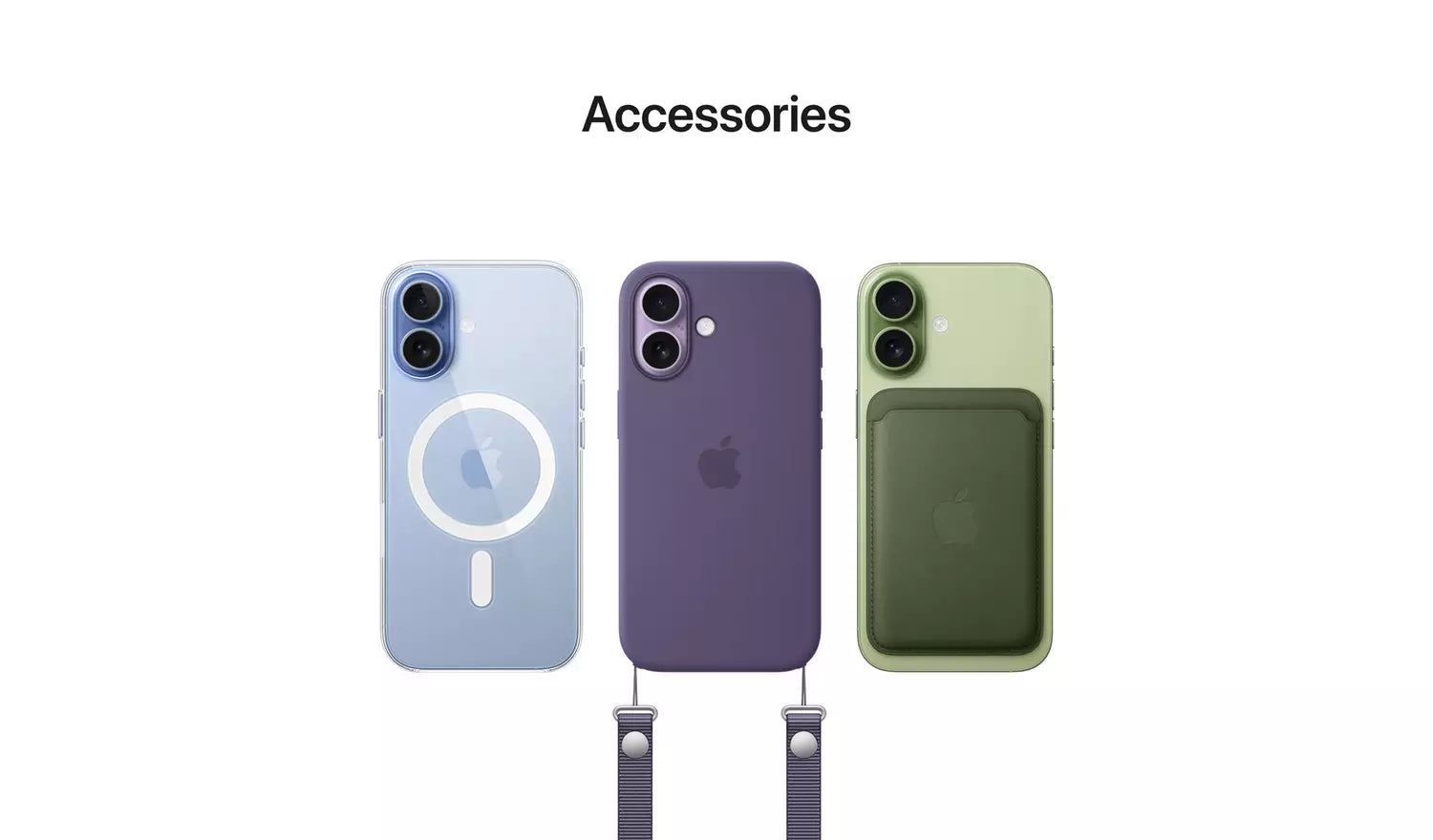 iPhone accessories display with phone cases and crossbody straps