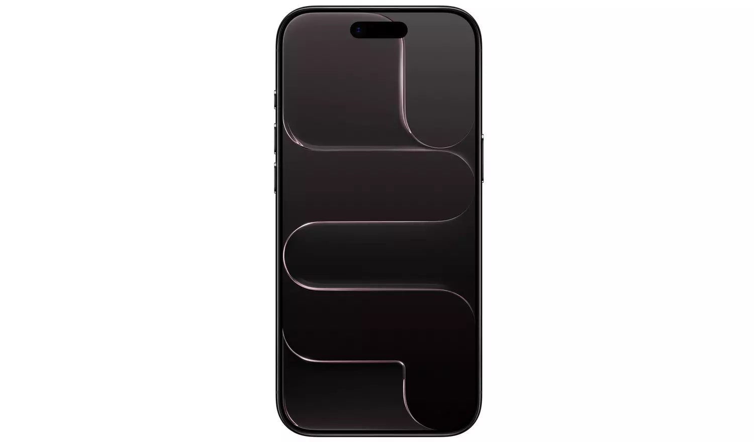 Mobile phone in Space Black, front view with notch and display