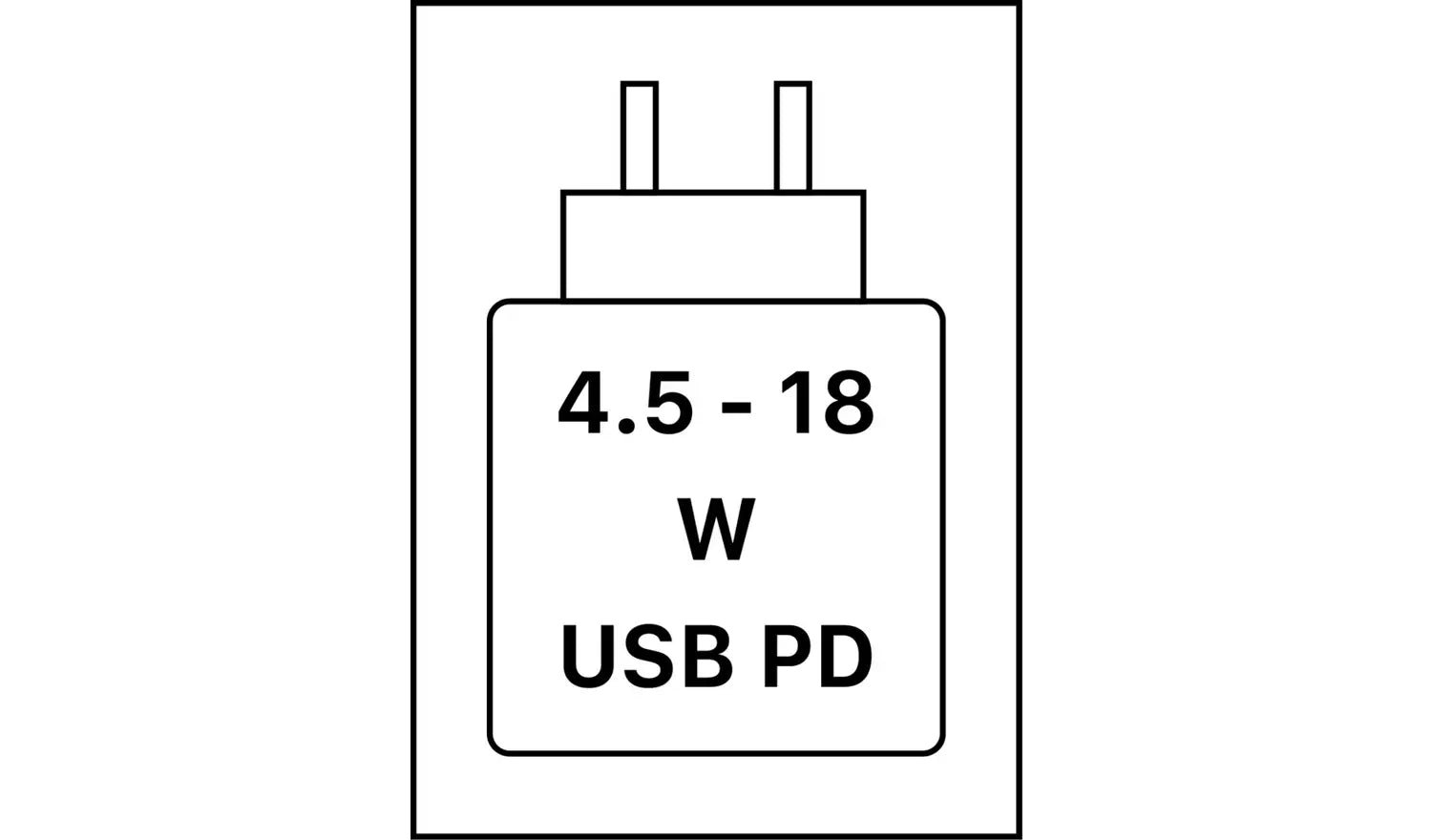 USB PD power icon showing 4.5–18W