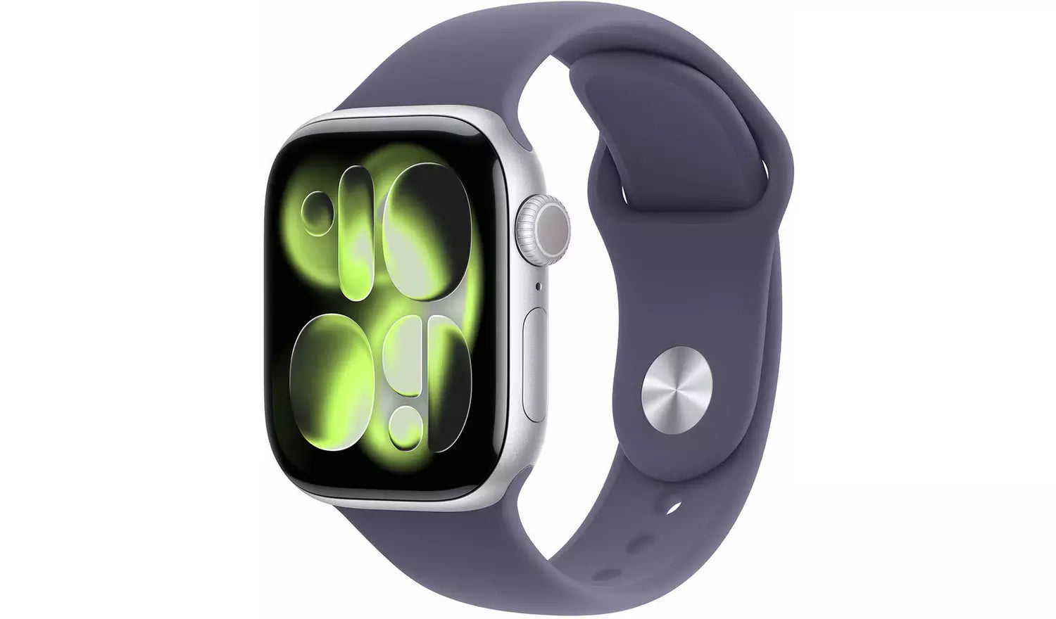 42mm smartwatch with purple fog sport band, front display