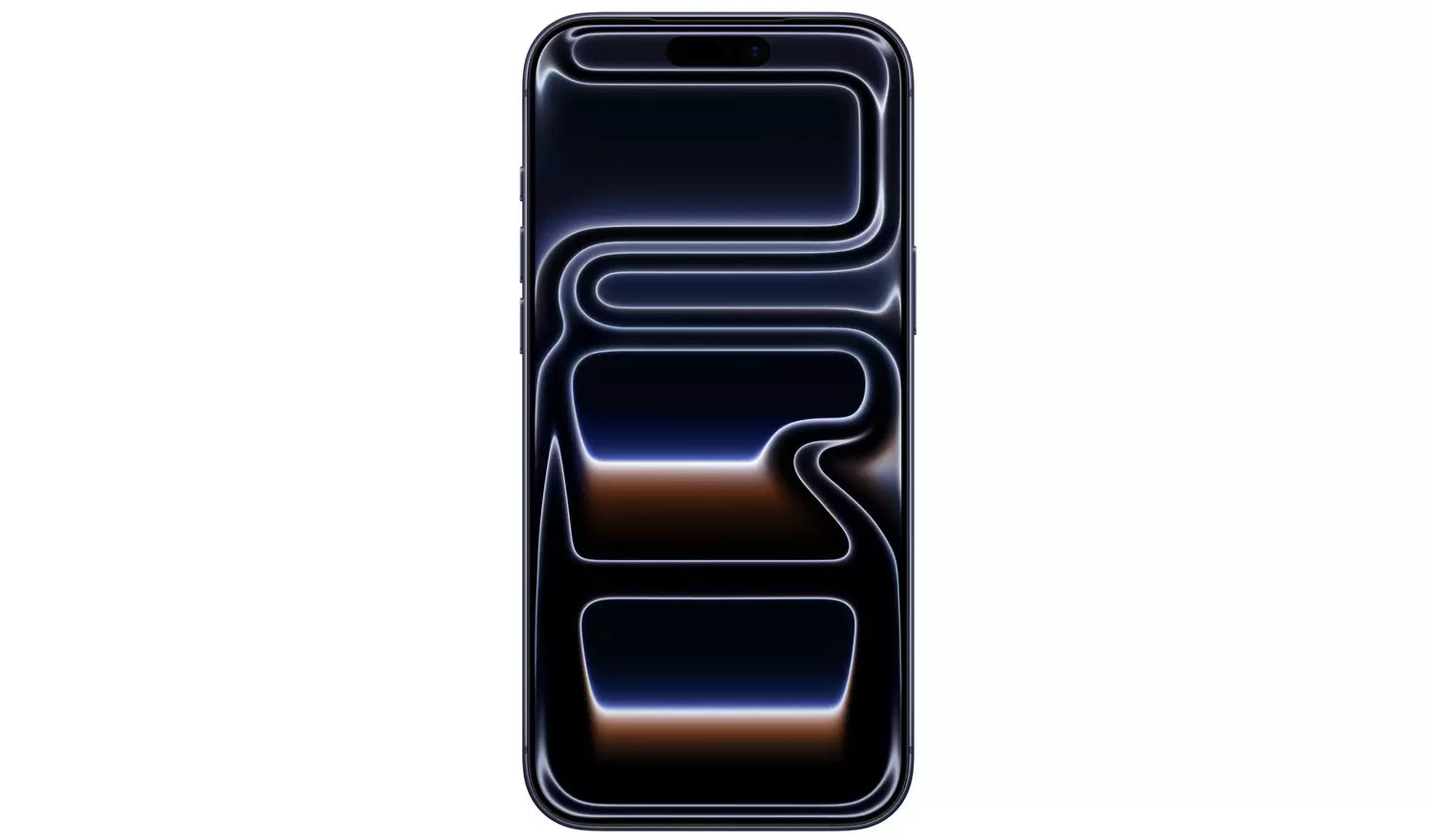 iPhone 17 Pro Max front view with glowing display curves, dark blue (256GB)