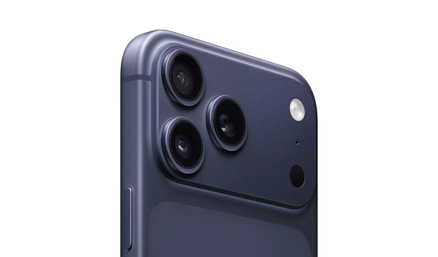 iPhone 17 Pro Max triple-camera close-up, dark blue back (256GB)