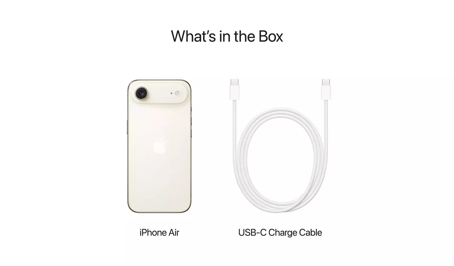 Smartphone and USB-C charge cable, contents shown in the box