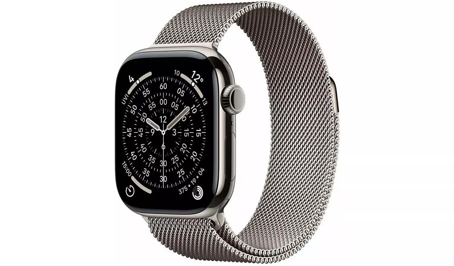 Apple Watch Series 11 42 mm con correa Natural Milanese y pantalla negra