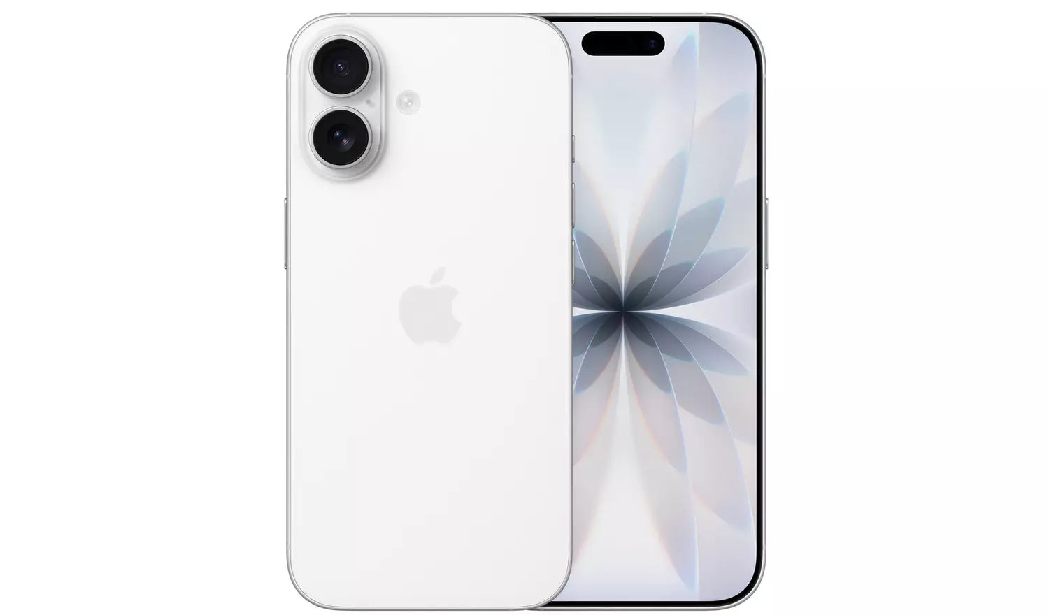 iPhone 17 5G (White) Vorder- und Rückseite mit Dual-Kamera und Display