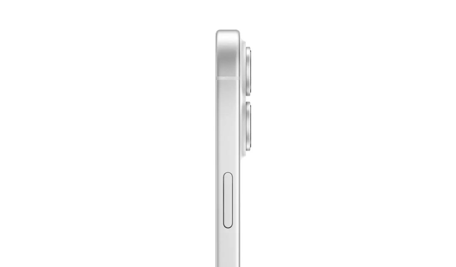 iPhone 17 5G (White) Seitenansicht mit Tasten am Rahmen