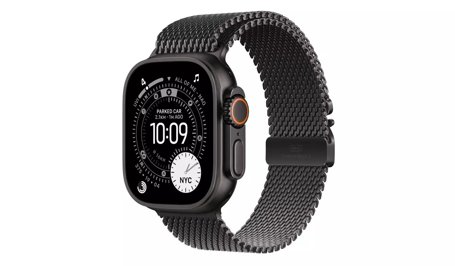 Apple Watch Ultra 3 49mm in black with Milanese loop, GPS + Cellular titanium