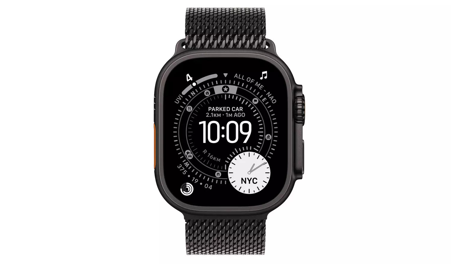 Apple Watch Ultra 3 49mm black with Milanese loop, clock face and NYC dial