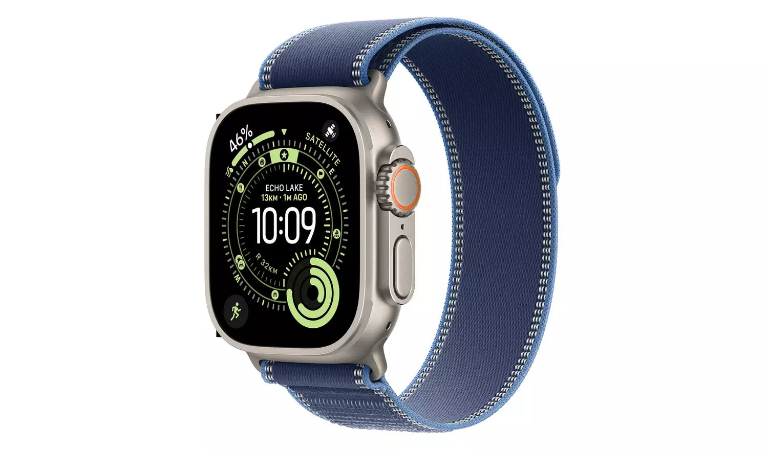 Apple Watch Ultra 3 49mm with blue Trail Loop strap, light case, GPS + Cellular
