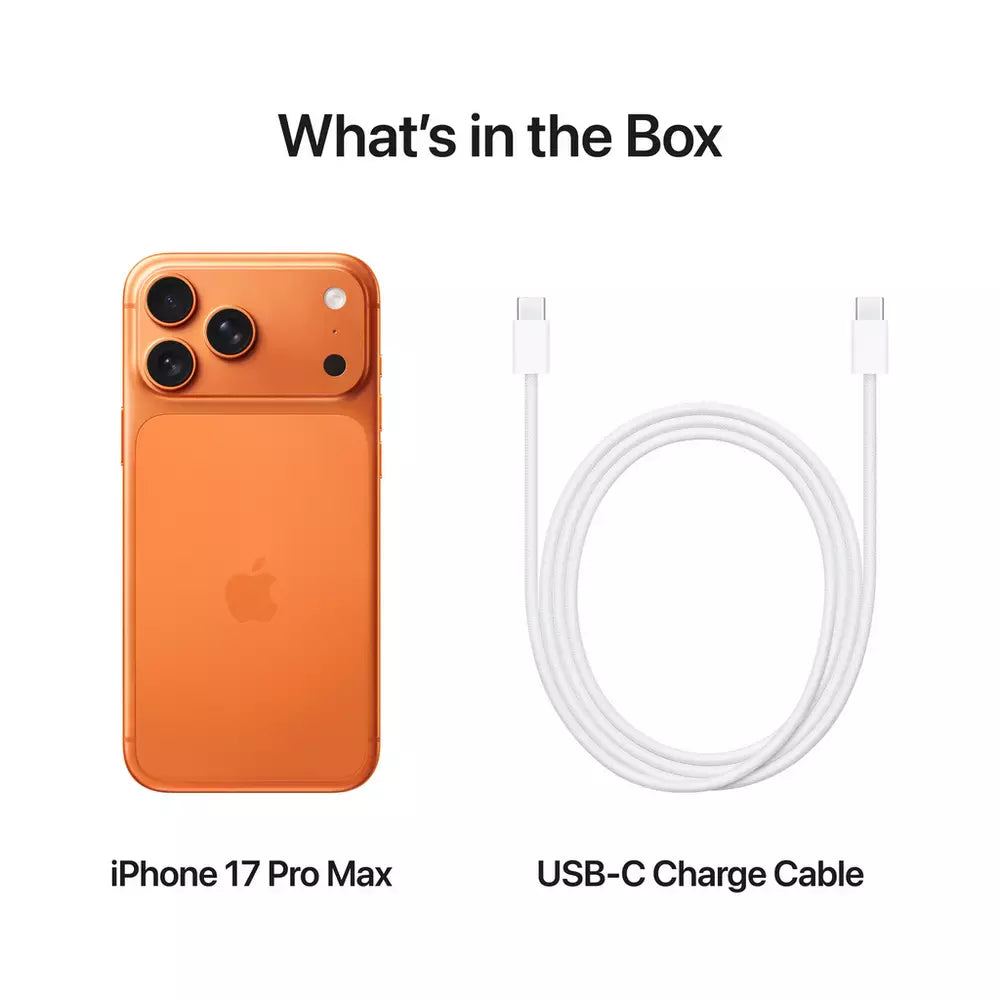 iPhone 17 Pro Max contents: phone and USB-C charge cable