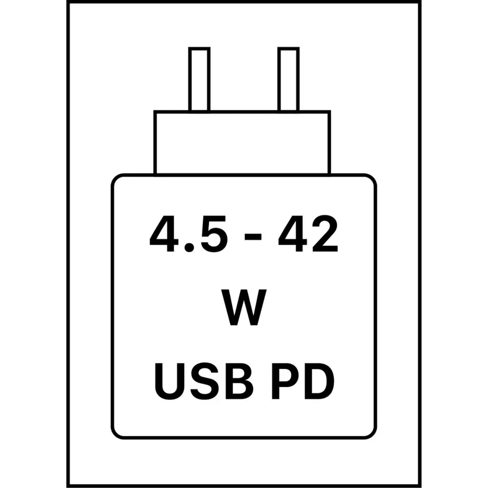 USB Power Delivery icon: 4.5–42W charger support
