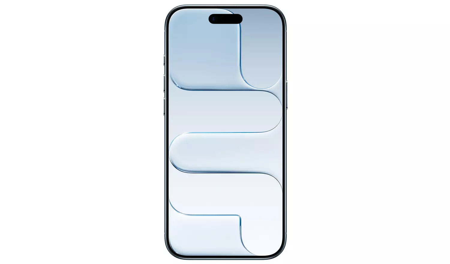 Light blue smartphone front with notch, shown from front angle