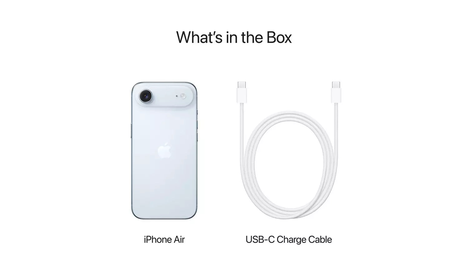 iPhone Air phone with USB-C charge cable, included charging set