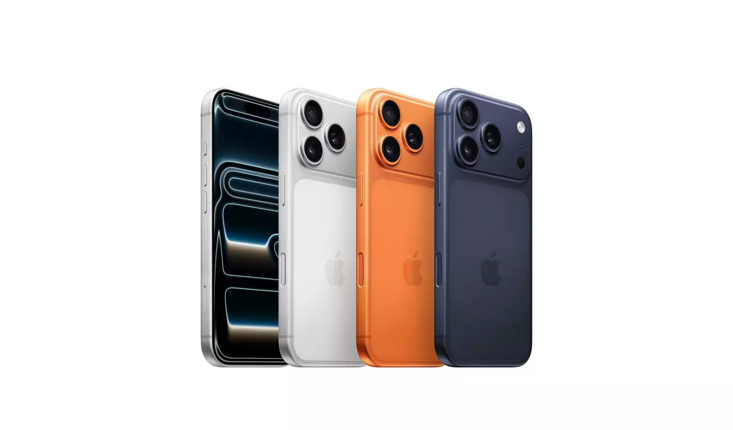 iPhone 17 Pro lineup with Cosmic Orange, Silver, and Deep Blue phones