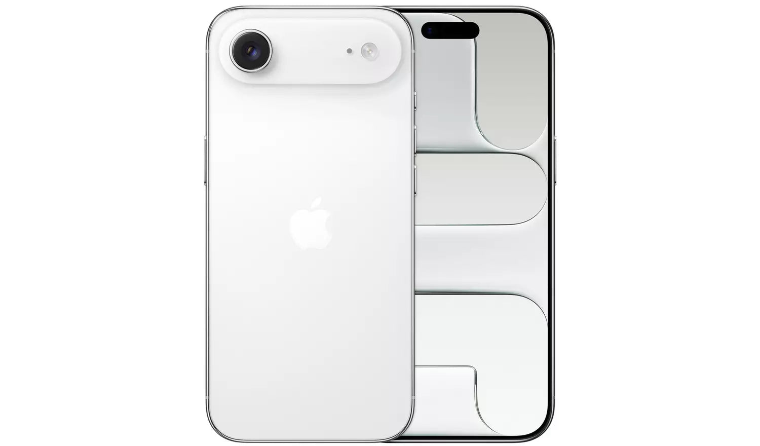 iPhone Air front and back shown together, light body with dual-view design