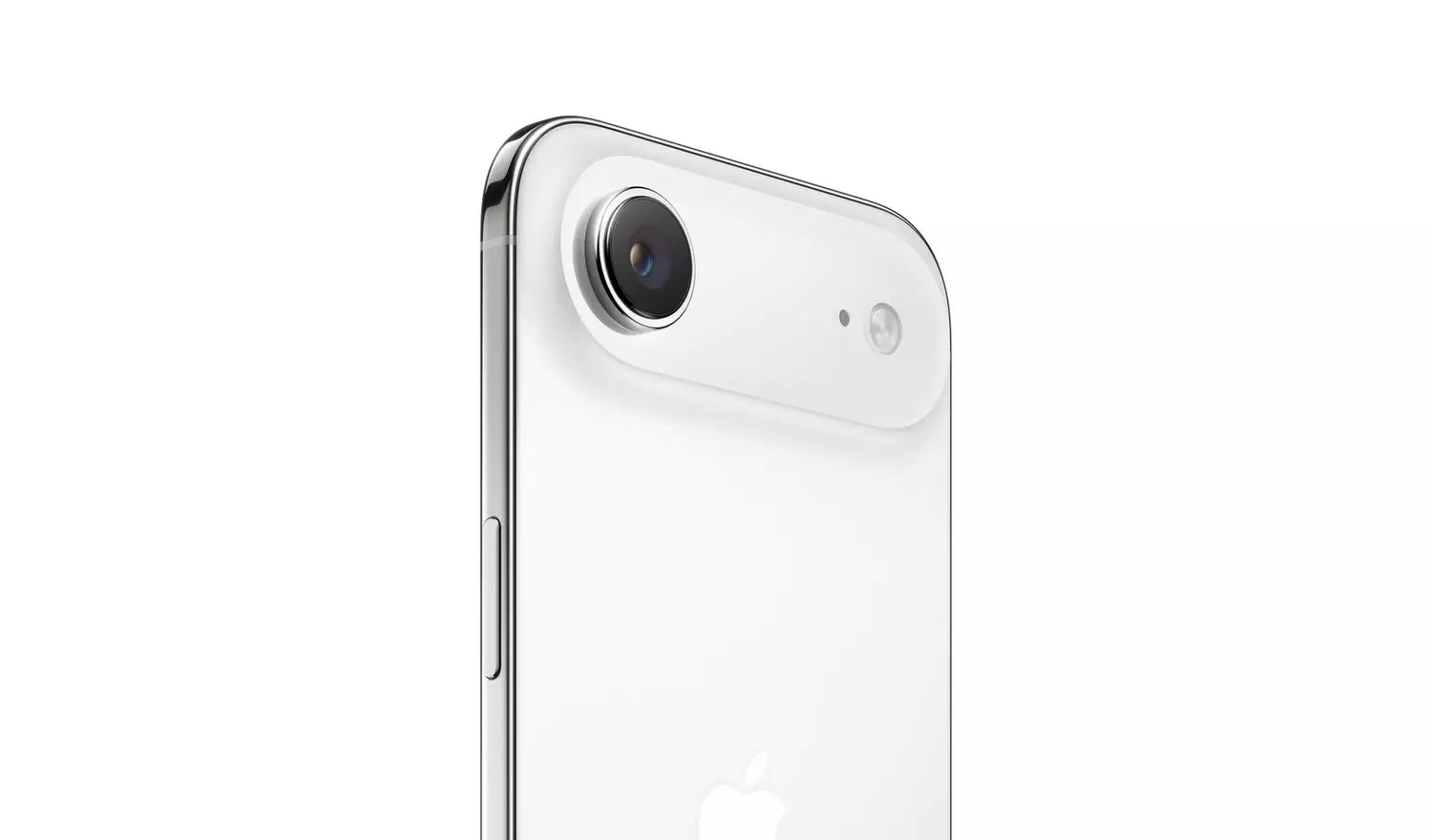 iPhone Air close-up of rear camera module on glossy light back panel