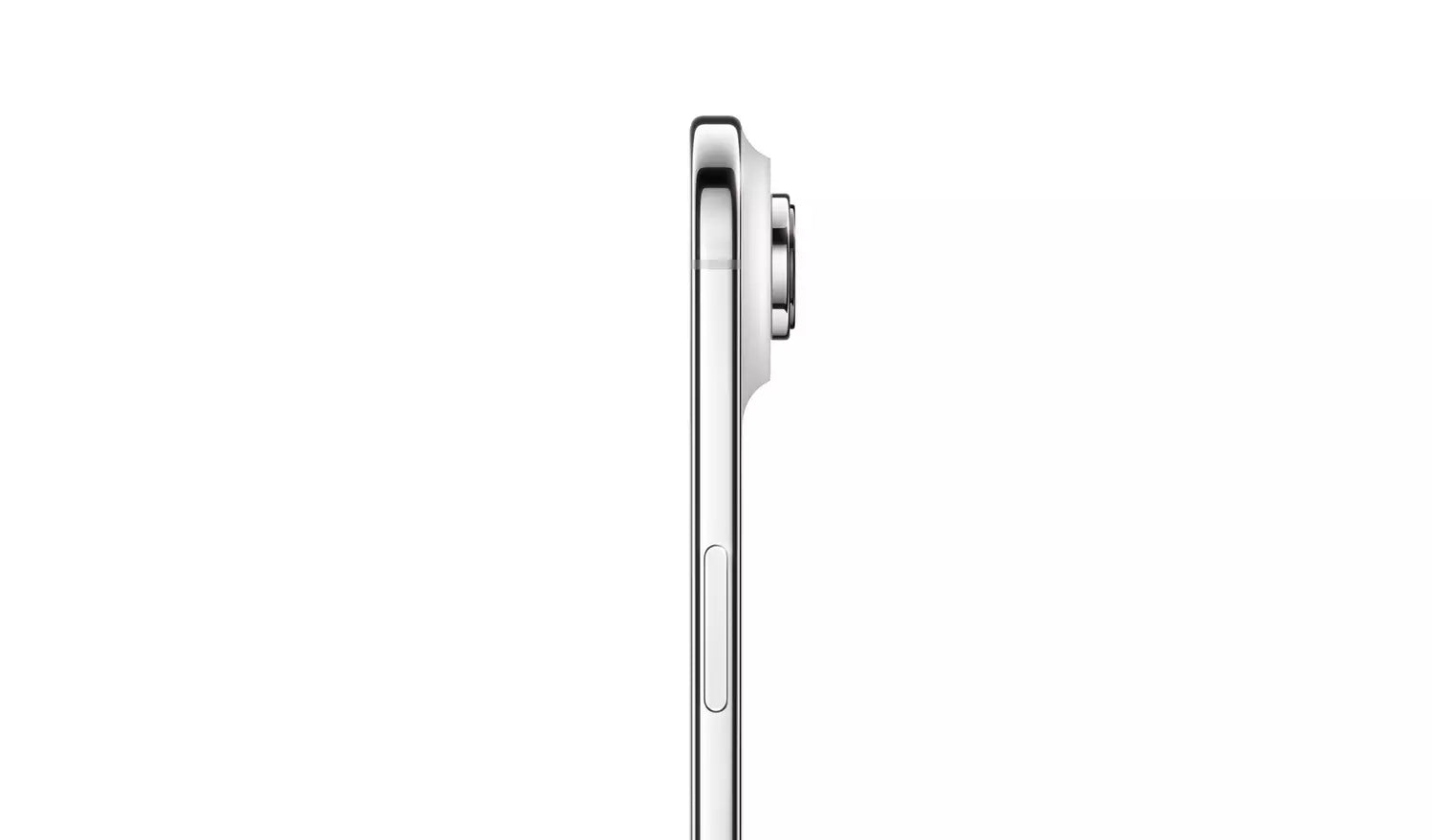 iPhone Air edge view showing slim buttons and polished metal frame