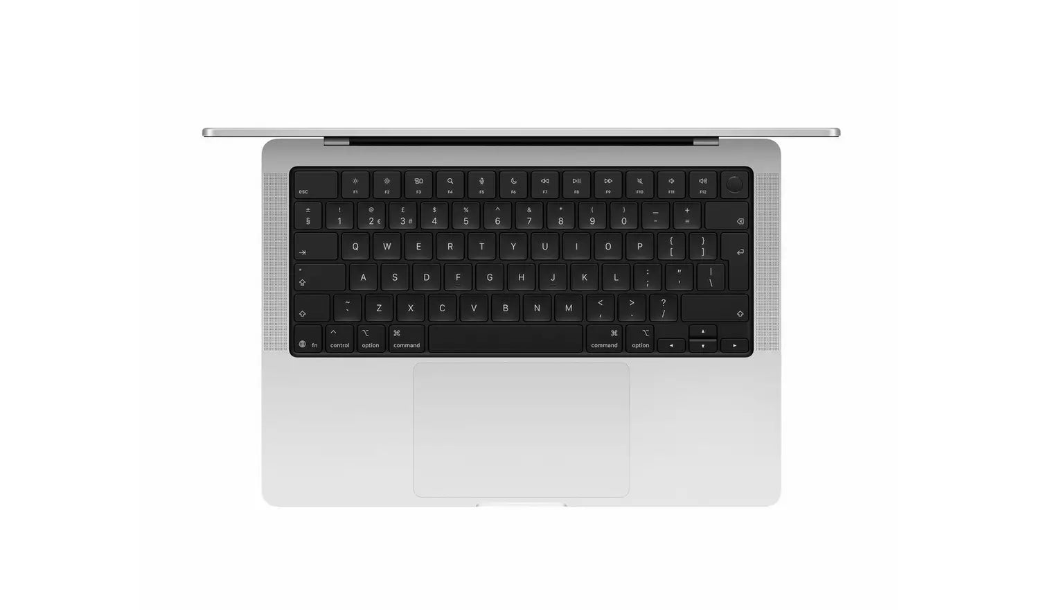 Space Black laptop keyboard and trackpad, 14.2-inch MacBook Pro