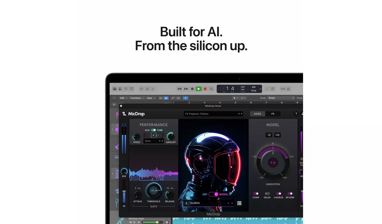 MacBook Pro screen with MicDrop audio interface