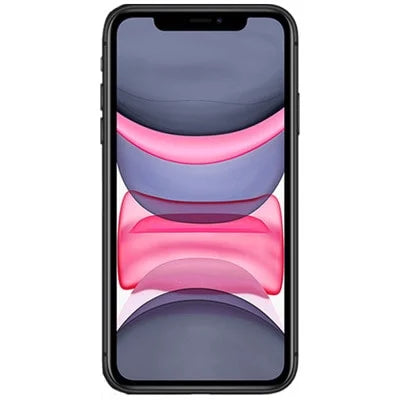 Unlocked iPhone 11 smartphone in black, front view with colorful display
