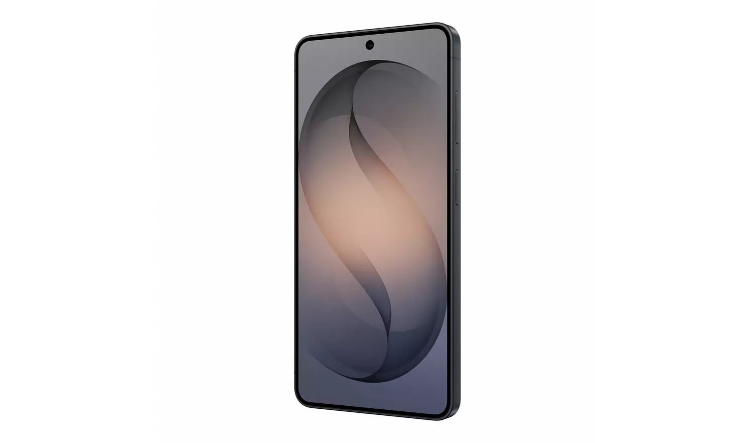 Black Galaxy S26 5G smartphone front view, centered display and top camera hole
