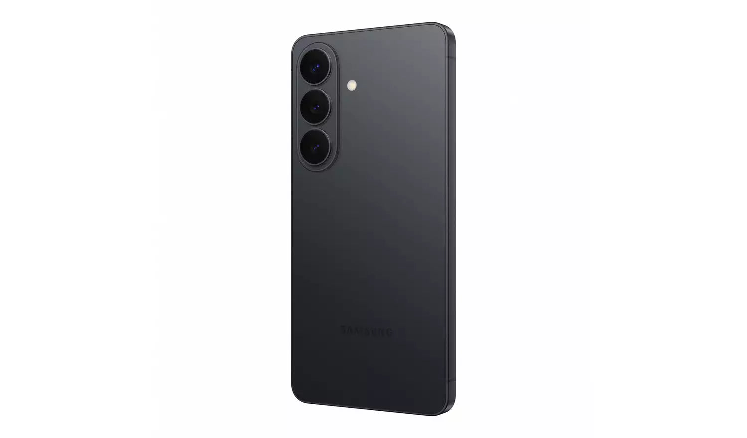 Black Galaxy S26 5G phone rear view, camera lenses visible on left