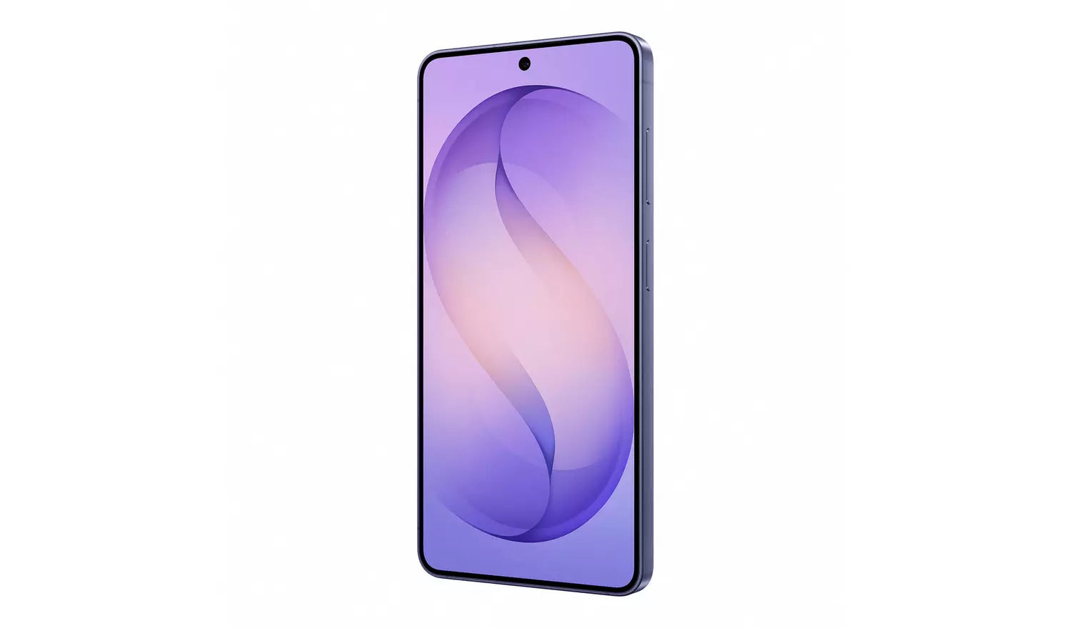 Samsung Galaxy S26 5G smartphone front, dark frame with purple abstract display