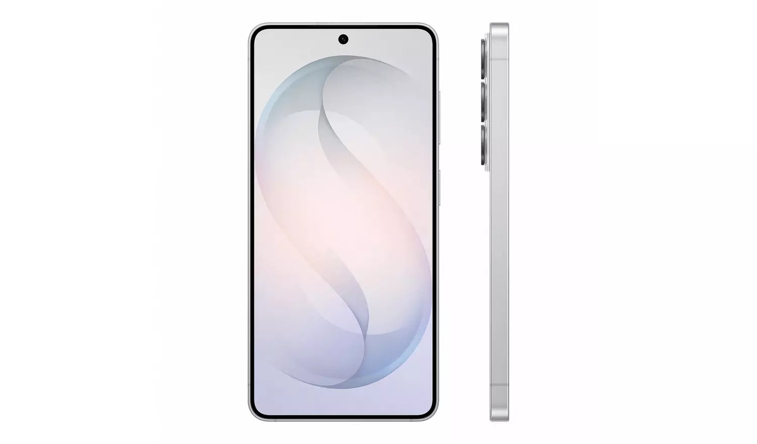 Galaxy S26 5G smartphone front with pastel abstract wallpaper and dark bezel