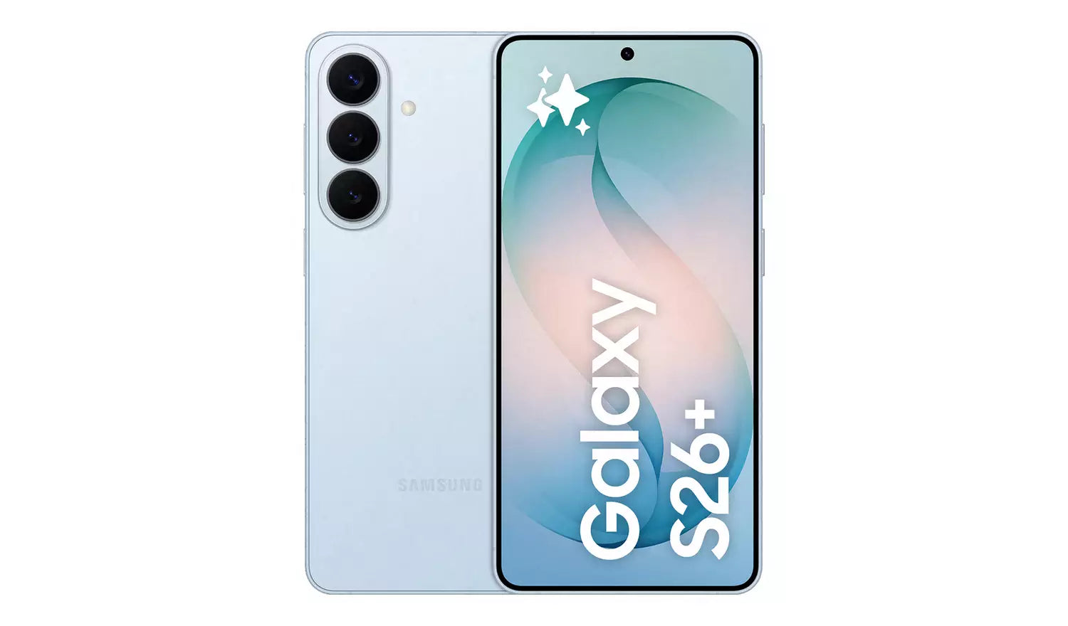 Galaxy S26+ 5G in White, 256GB, triple-lens rear camera and front display