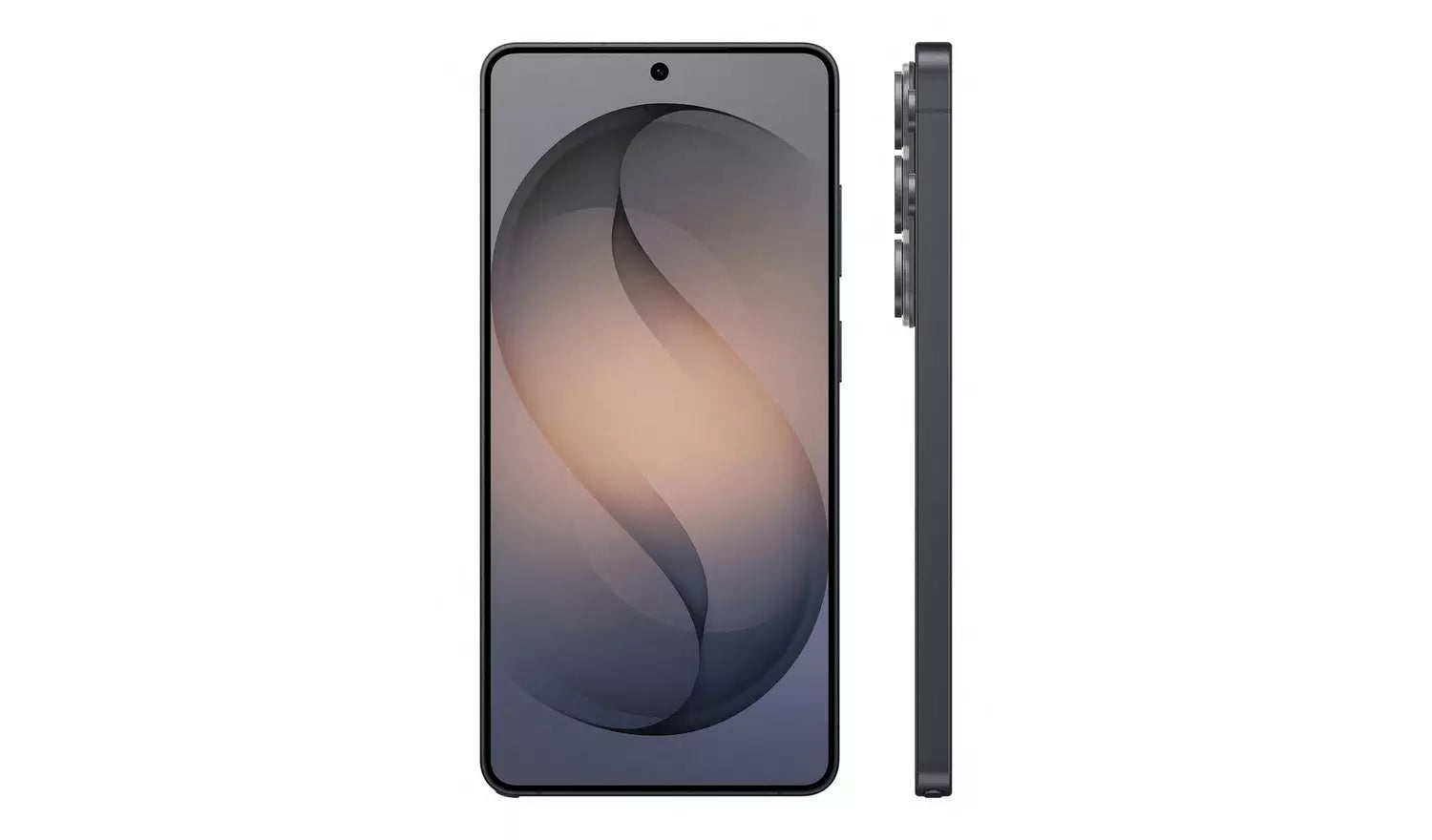 Black Galaxy S26 Ultra 5G side view, slim frame with buttons and camera bump