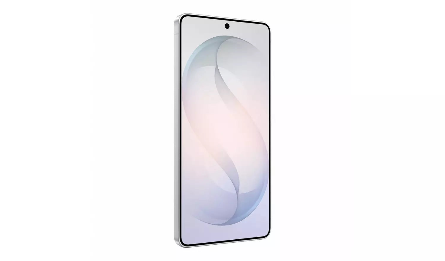 Galaxy S26 Ultra front view with bezel-less display and blue-gray wallpaper