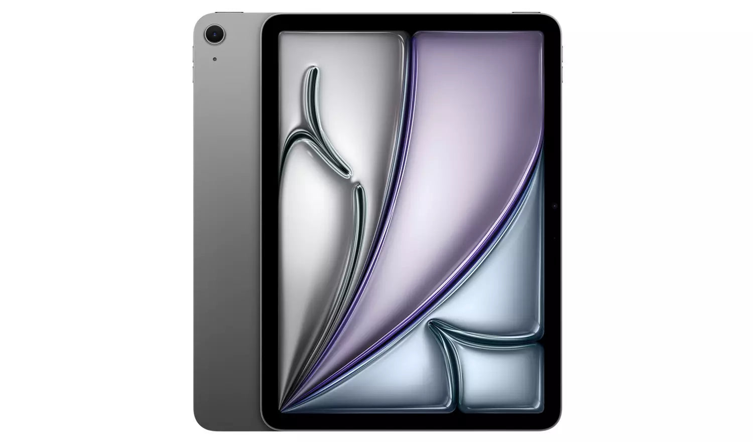 iPad Air M4 11-inch Blue tablet front view with colorful abstract display