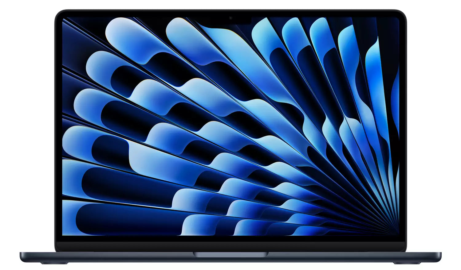 MacBook Air 13-inch in Sky Blue, front view with blue display
