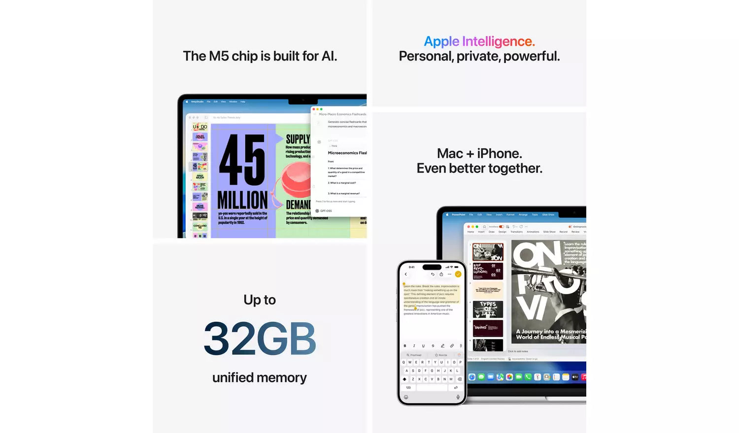 Apple Intelligence and M5 chip features shown on MacBook Air