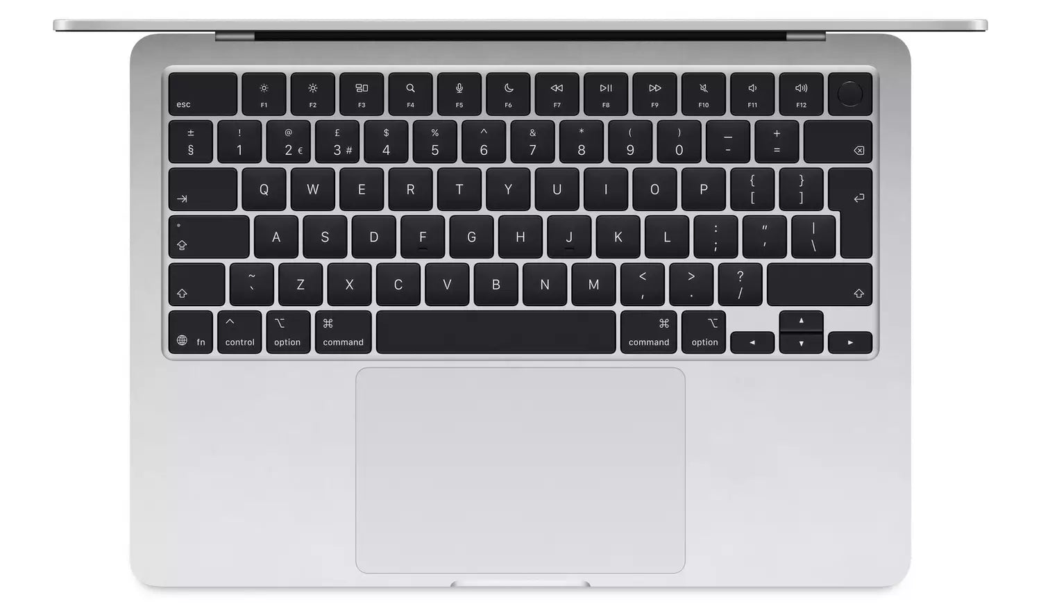 MacBook Air keyboard and trackpad, light aluminum body