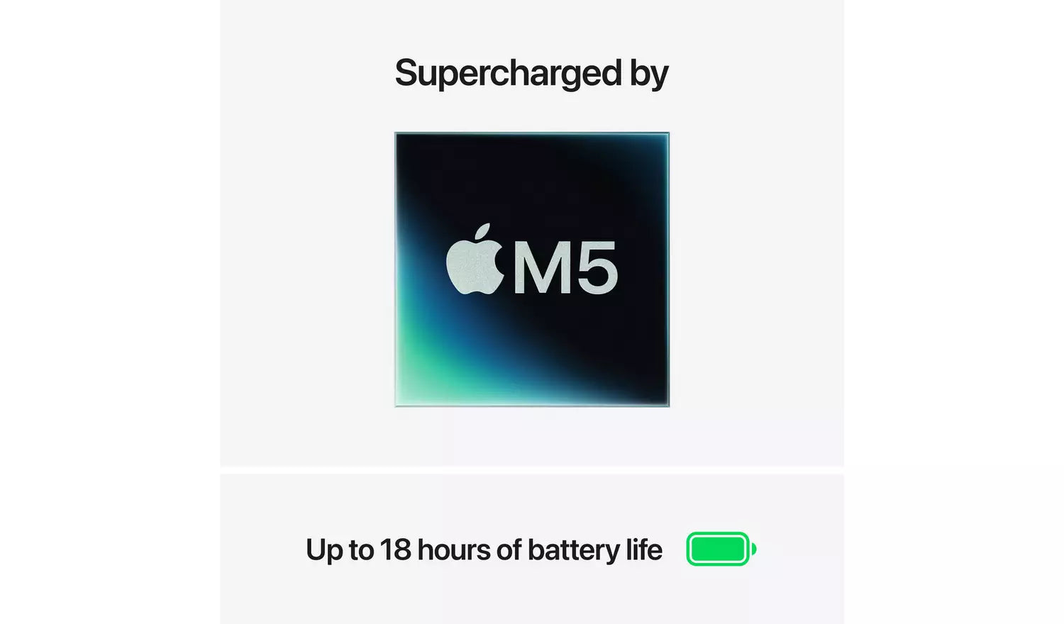 M5 chip badge and up to 18 hours battery life indicator