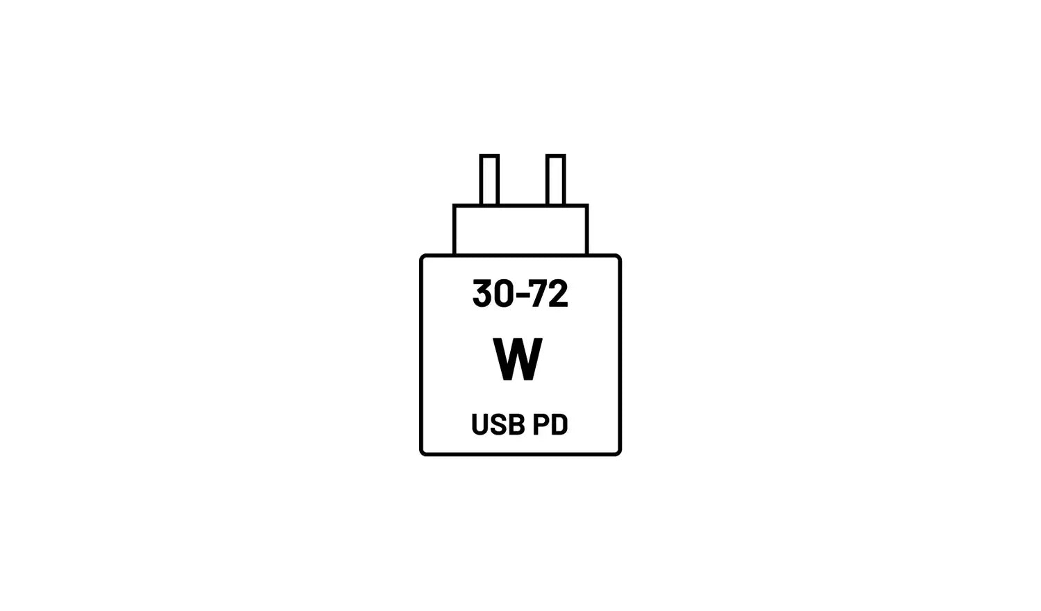USB PD power adapter icon, 30–72 W