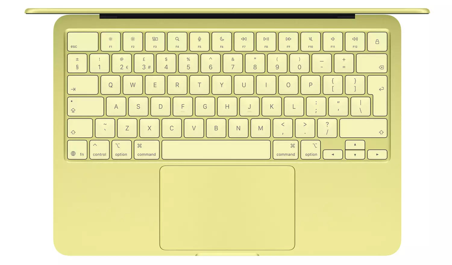 Light-colored keyboard and trackpad, top view