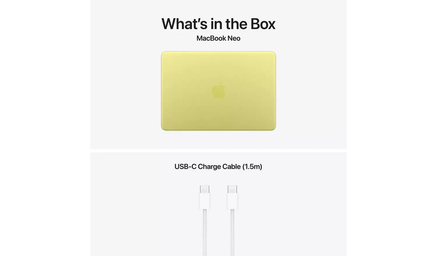 Box contents card and USB‑C charge cable