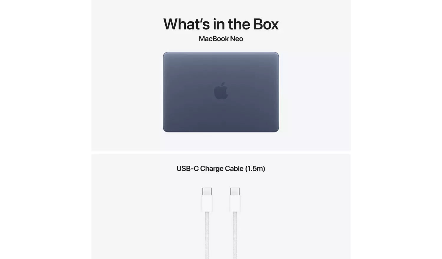 Box contents card and USB‑C charge cable