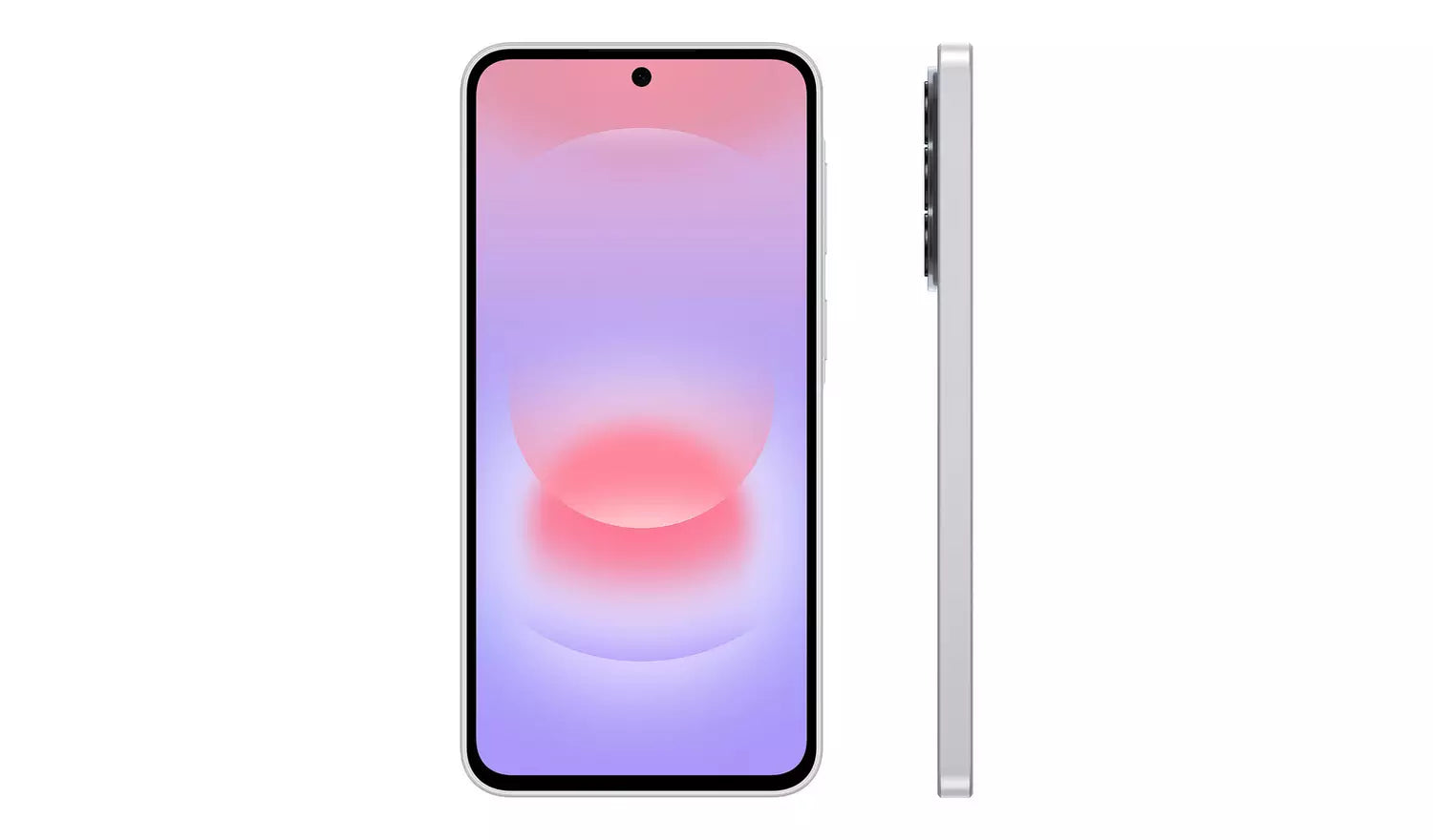 Smartphone Galaxy A37 5G con pantalla morada/rosada y altavoz frontal