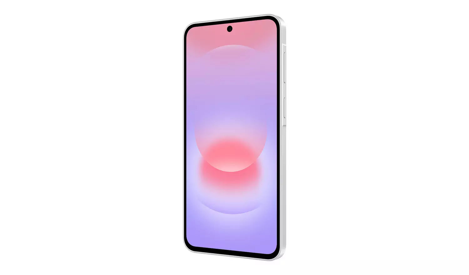 Samsung Galaxy A37 5G con pantalla morada/rosada y cámara frontal en la parte superior