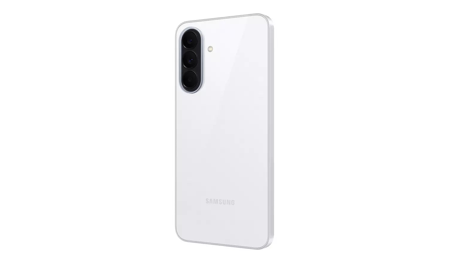 Smartphone Galaxy A37 5G con parte trasera blanca y doble cámara vertical